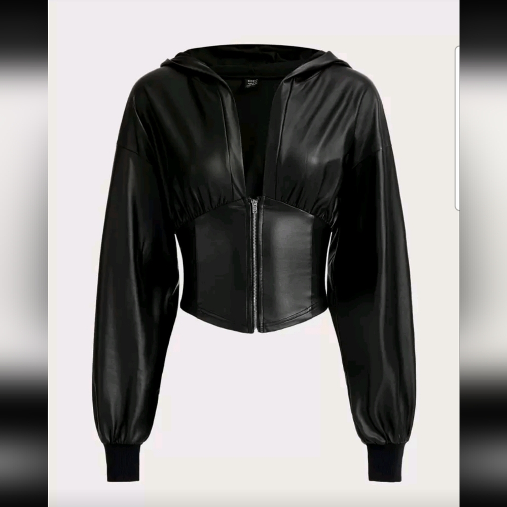 SHEIN ICON Drop Shoulder Zipper Hooded Y2k Crop Jacket